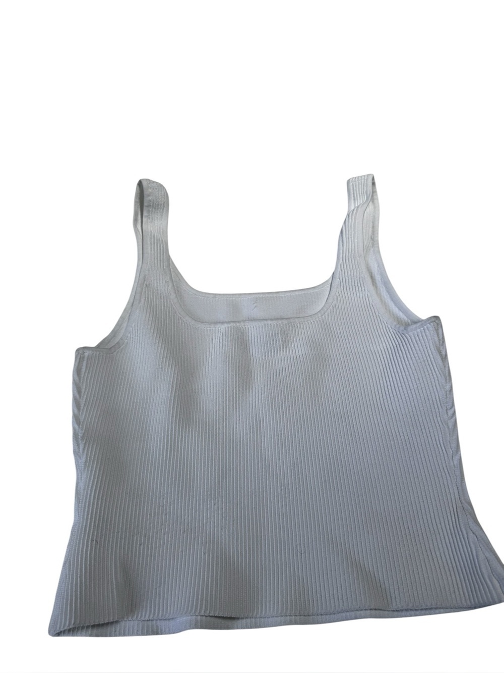 Aritzia Babaton Sculpt Knit Squareneck Cropped L Tank White Sweater Top Minimal - Picture 2 of 14